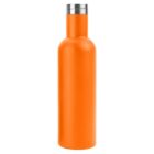 Orange insulated stainless steel water bottle with silver cap.
