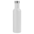 A plain white insulated water bottle with a silver lid.
