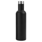 A sleek black insulated water bottle with a silver cap.