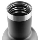 Close-up of a stainless steel water bottle neck and open mouth against a white background.