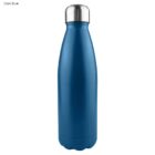 Dark blue stainless steel water bottle with a silver cap.