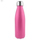 Pink stainless steel water bottle with a silver cap.