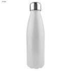White stainless steel water bottle with a silver cap.