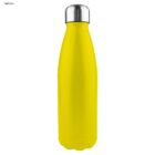 Yellow stainless steel water bottle with a silver cap.