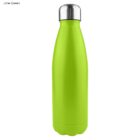 Lime green stainless steel water bottle with a silver cap.