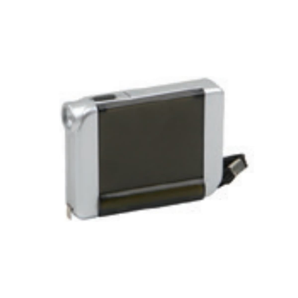 Compact, silver and black digital camera with a retractable lens.