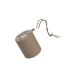 Beige cylindrical container with a string handle and star-shaped opening on top.