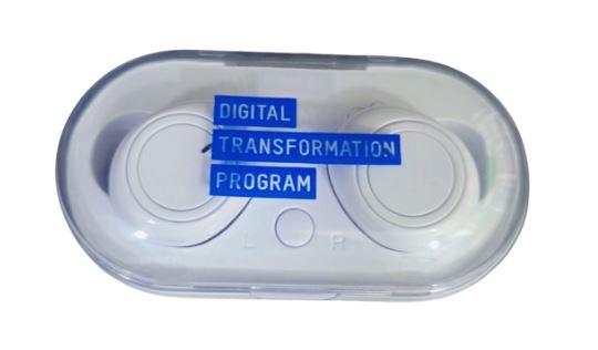 Contact lens case labeled Digital Transformation Program.