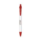Red and white ballpoint pen with cher BEAUTY printed on it.