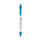 White and blue pen labeled nectar writer with a click mechanism.