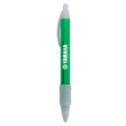 Green pen with Yamaha logo, white clip, and rubber grip.