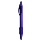 A purple retractable ballpoint pen with a rubber grip.