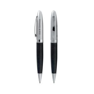Chrome With Carbon Fibre Twist Pens - rush