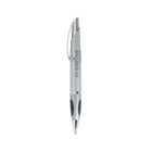 Silver and black pen with creative printed on the side, featuring a clip and rubber grip.