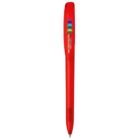 Red pen with colorful design near the top.