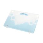 Blue and white acrylic stand with hexagonal patterns and METACRAFT logo.