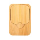 Wooden coaster set with a rounded square design.