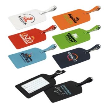 Seven trendy luggage tags for the fashion forward, each with logos and a slot for your info on back.