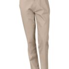 Beige khaki pants on a white background.