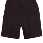 Black shorts with back pockets and button closures, shown from the back.