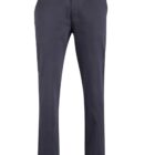 Dark gray mens pants displayed on a white background.