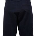 Back view of black shorts with a single back pocket.