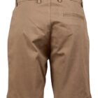 Khaki shorts with belt loops and a back pocket, seen from the rear.