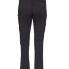 Back view of black cargo pants with pockets.