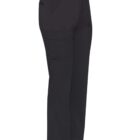 Black cargo pants with side pockets on a white background.
