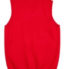 Bright red sleeveless sweater vest with a simple design.