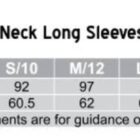 Size chart for a ladies V-neck long sleeve cardigan, model M9602.