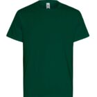 Plain dark green short-sleeve t-shirt displayed on a white background.