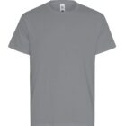 Plain gray short-sleeve t-shirt displayed on a white background.