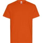 Plain orange short-sleeve t-shirt on a white background.