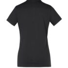 Black short-sleeve polo shirt shown from the back against a white background.