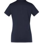 Back view of a plain navy blue short-sleeve polo shirt.