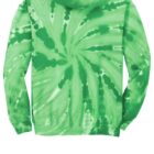 Green tie-dye hoodie with a swirl pattern on the back.