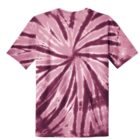 Pink and maroon tie-dye t-shirt with spiral pattern.