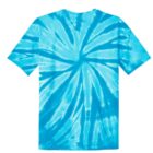 Blue tie-dye T-shirt with a spiral pattern on the back.