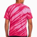 Person in a pink tie-dye shirt facing away.