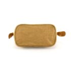Rectangular tan canvas pouch with brown side handles, shown on a white background.