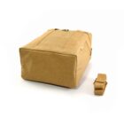 Tan rectangular duffel bag with matching detachable strap on a white background.