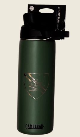 branded camelbak bottle with logo.