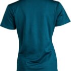 Back view of a plain teal short-sleeve polo shirt on a white background.