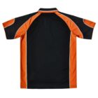 Black and orange sports jersey with short sleeves, shown from the back.