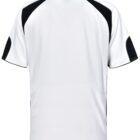 White and black sports jersey viewed from the back.