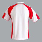 Red and white sports jersey shown from the back on a gray background.