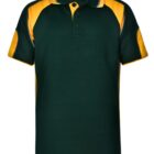 Green polo shirt with yellow accents on the shoulders and sides.