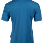 Blue polo shirt displayed from the back, showcasing its simple and plain design.