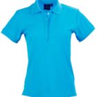 Blue polo shirt on a white background.